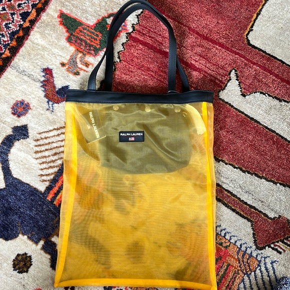 NWT Ralph Lauren Polo Sports Mesh Tote. Yellow - Picture 1 of 6